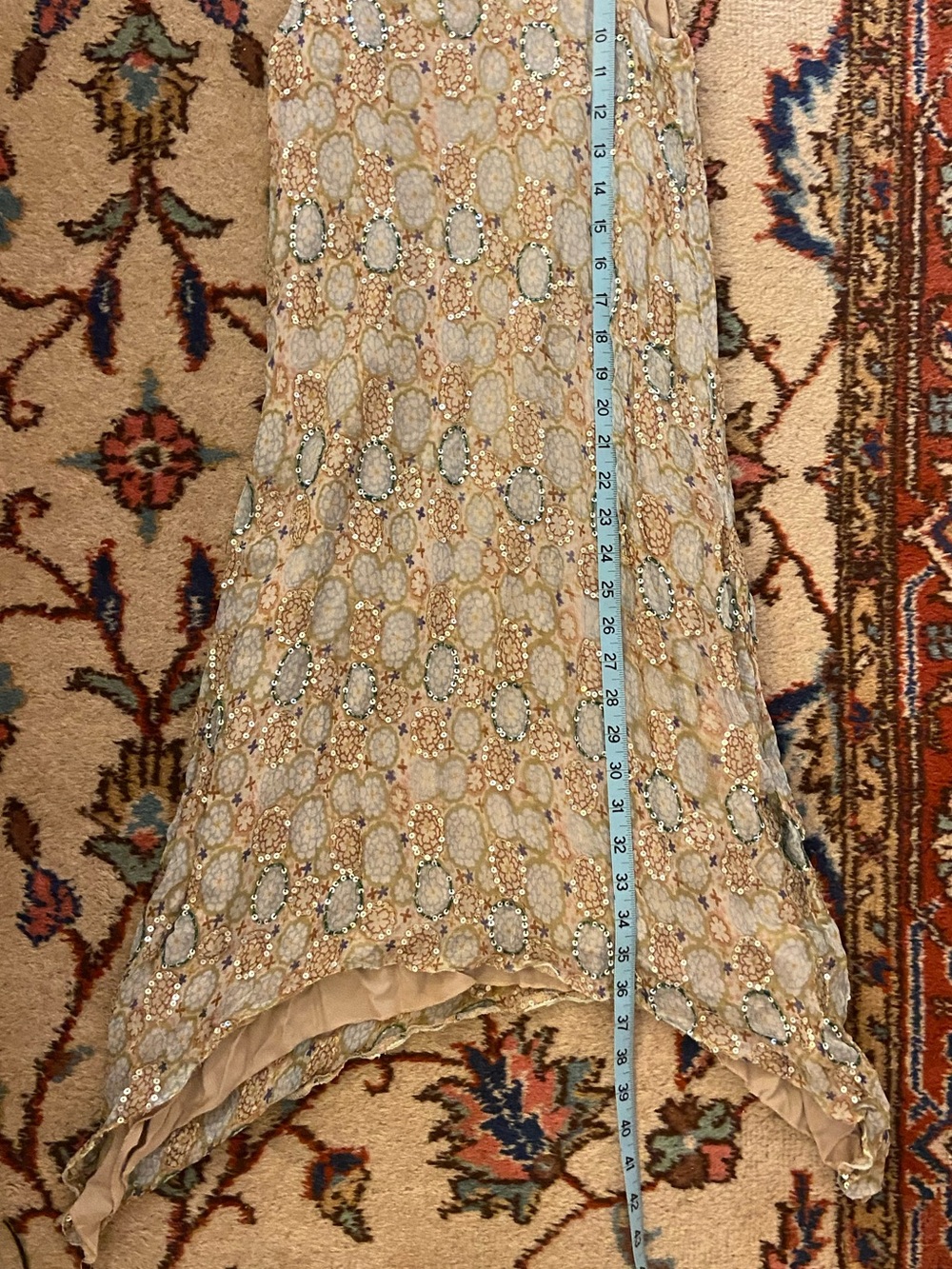 Vintage Raga Beaded Sequin Chiffon Asymmetrical Midi Dress XS - Picture 5 of 10